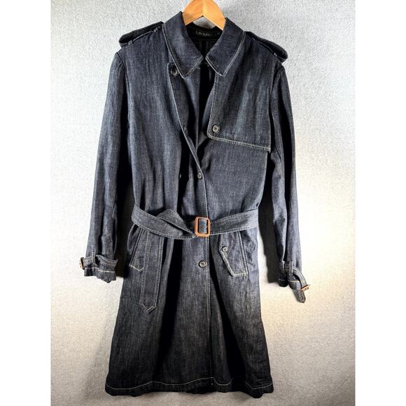Ralph Lauren Jackets & Blazers - Ralph Lauren Belted Denim Trench Coat - L - Blue